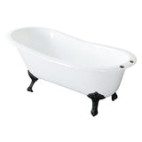 Aqua Eden 61-Inch Cast Iron Oval Single Slipper Clawfoot Tub (7-Inch Faucet Drillings)