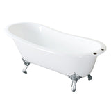 Aqua Eden 61-Inch Cast Iron Oval Single Slipper Clawfoot Tub (7-Inch Faucet Drillings)