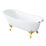 Aqua Eden 61-Inch Cast Iron Oval Single Slipper Clawfoot Tub (7-Inch Faucet Drillings)