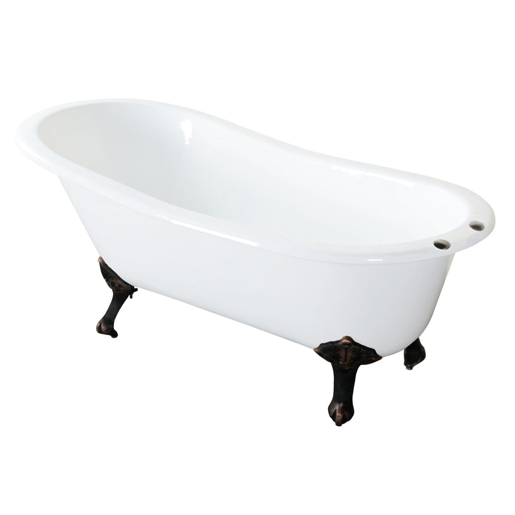 Aqua Eden 61-Inch Cast Iron Oval Single Slipper Clawfoot Tub (7-Inch Faucet Drillings)