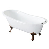 Aqua Eden 61-Inch Cast Iron Oval Single Slipper Clawfoot Tub (7-Inch Faucet Drillings)