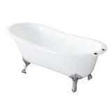Aqua Eden 61-Inch Cast Iron Oval Single Slipper Clawfoot Tub (7-Inch Faucet Drillings)