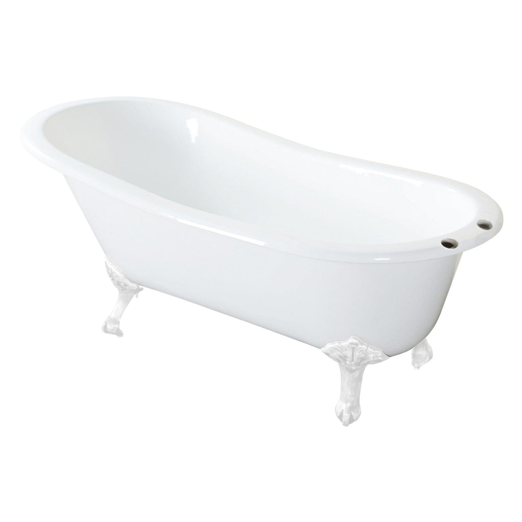Aqua Eden 61-Inch Cast Iron Oval Single Slipper Clawfoot Tub (7-Inch Faucet Drillings)