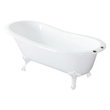 Aqua Eden 61-Inch Cast Iron Oval Single Slipper Clawfoot Tub (7-Inch Faucet Drillings)