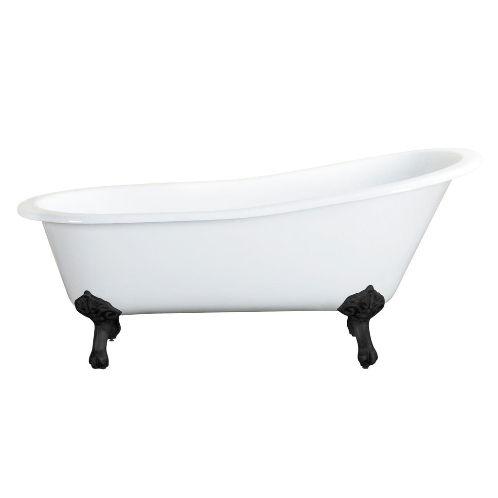 Aqua Eden 61-Inch Cast Iron Oval Single Slipper Clawfoot Tub (No Faucet Drillings)