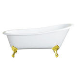 Aqua Eden 61-Inch Cast Iron Oval Single Slipper Clawfoot Tub (No Faucet Drillings)