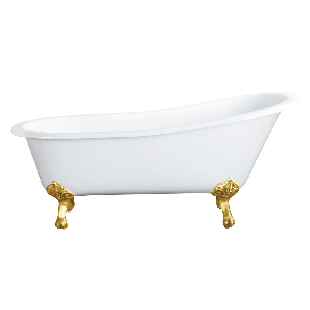 Aqua Eden 61-Inch Cast Iron Oval Single Slipper Clawfoot Tub (No Faucet Drillings)