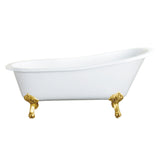 Aqua Eden 61-Inch Cast Iron Oval Single Slipper Clawfoot Tub (No Faucet Drillings)