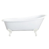 Aqua Eden 61-Inch Cast Iron Oval Single Slipper Clawfoot Tub (No Faucet Drillings)