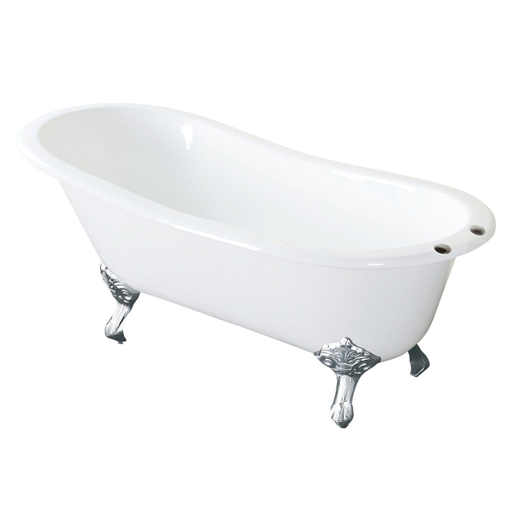 Aqua Eden 67-Inch Cast Iron Oval Single Slipper Clawfoot Tub (7-Inch Faucet Drillings)