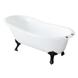 Aqua Eden 67-Inch Cast Iron Oval Single Slipper Clawfoot Tub (7-Inch Faucet Drillings)