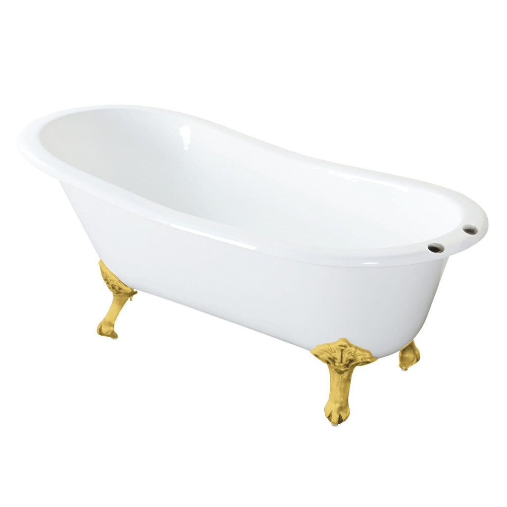 Aqua Eden 67-Inch Cast Iron Oval Single Slipper Clawfoot Tub (7-Inch Faucet Drillings)