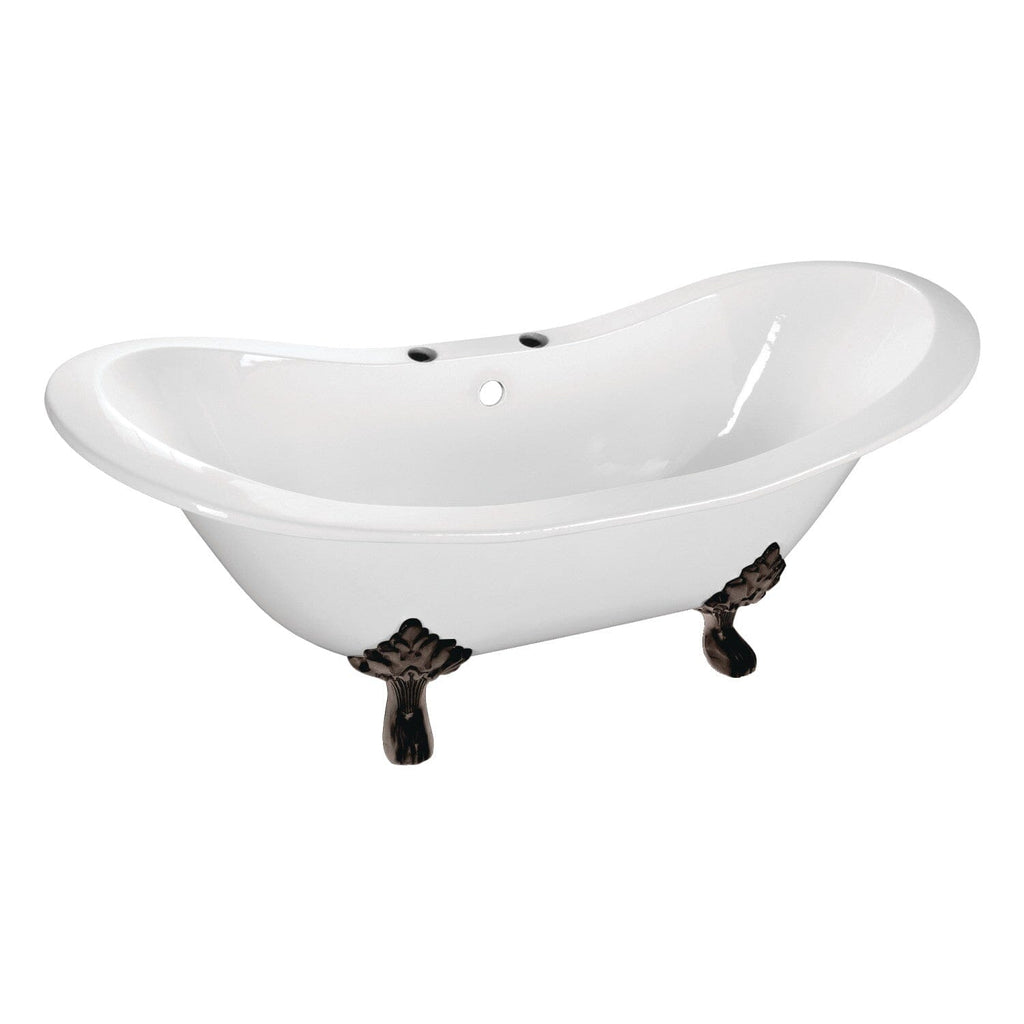 Aqua Eden 61-Inch Cast Iron Oval Double Slipper Clawfoot Tub (7-Inch Faucet Drillings)
