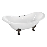 Aqua Eden 61-Inch Cast Iron Oval Double Slipper Clawfoot Tub (7-Inch Faucet Drillings)