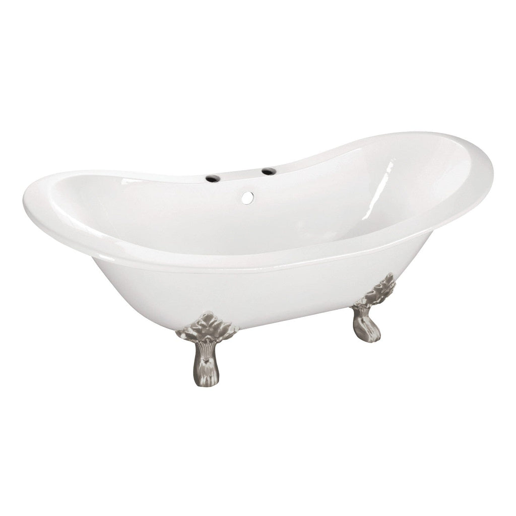 Aqua Eden 61-Inch Cast Iron Oval Double Slipper Clawfoot Tub (7-Inch Faucet Drillings)