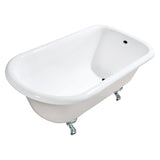 Aqua Eden 54-Inch Cast Iron Classic Flat-Rim Roll Top Clawfoot Tub (No Faucet Drillings)