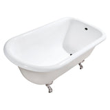 Aqua Eden 54-Inch Cast Iron Classic Flat-Rim Roll Top Clawfoot Tub (No Faucet Drillings)