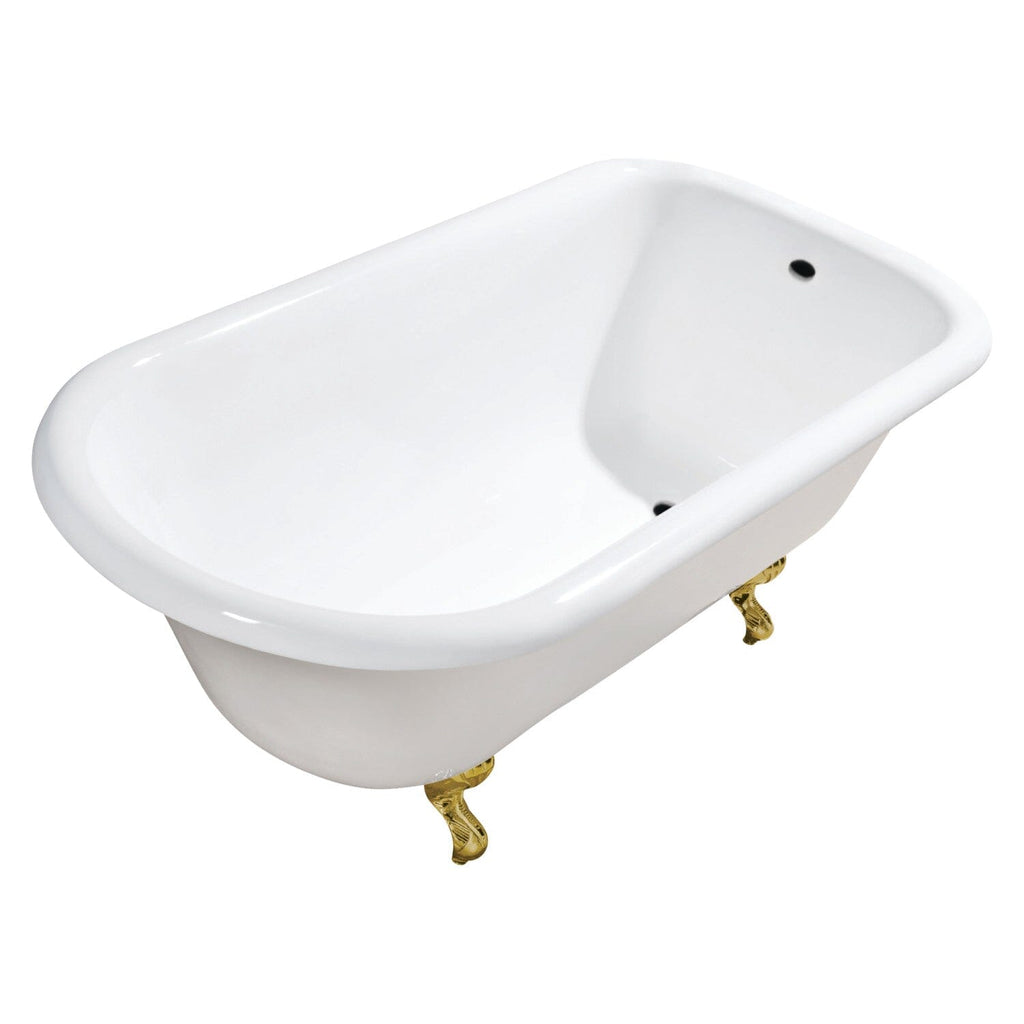 Aqua Eden 54-Inch Cast Iron Classic Flat-Rim Roll Top Clawfoot Tub (No Faucet Drillings)