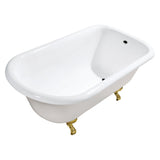 Aqua Eden 54-Inch Cast Iron Classic Flat-Rim Roll Top Clawfoot Tub (No Faucet Drillings)