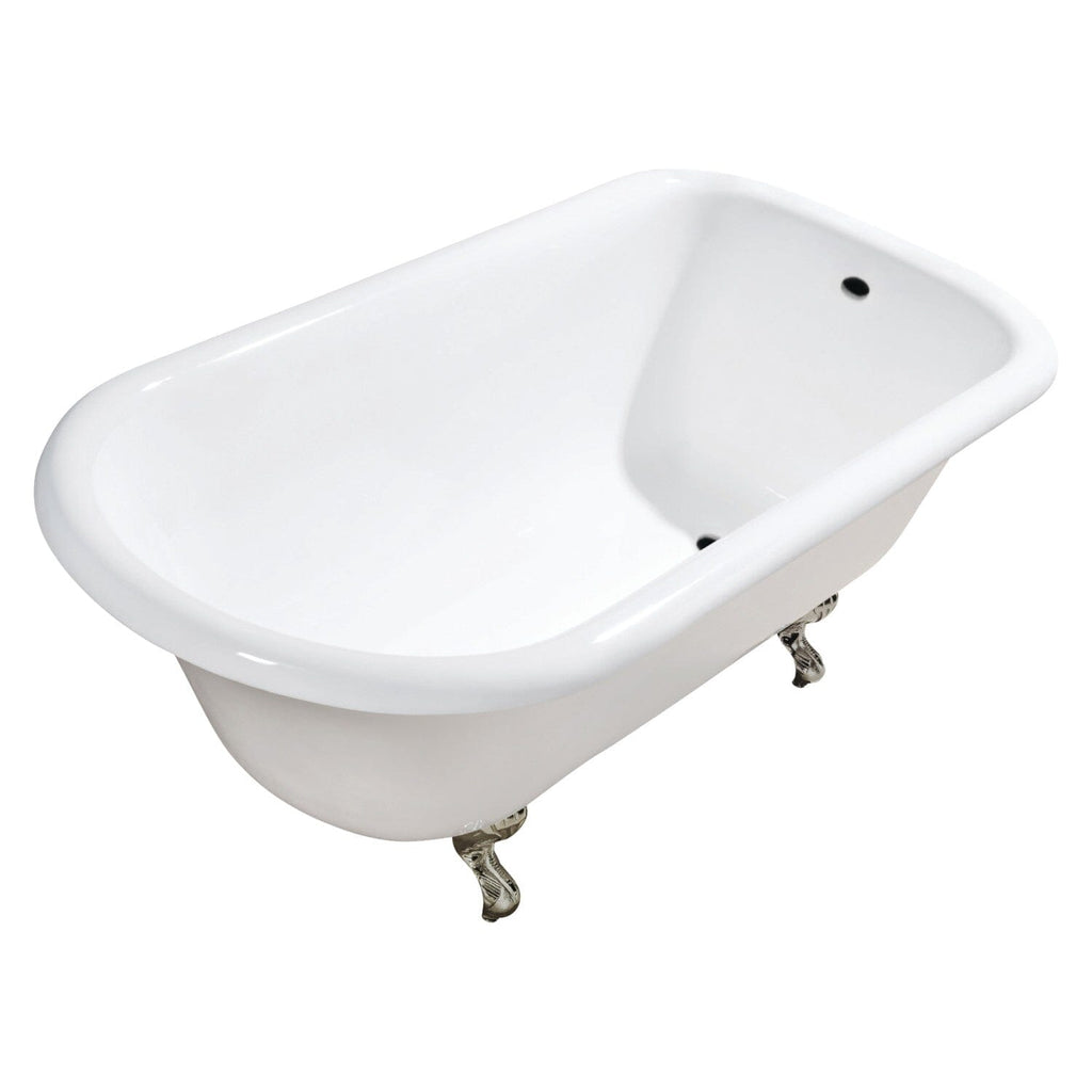 Aqua Eden 54-Inch Cast Iron Classic Flat-Rim Roll Top Clawfoot Tub (No Faucet Drillings)