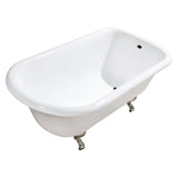 Aqua Eden 54-Inch Cast Iron Classic Flat-Rim Roll Top Clawfoot Tub (No Faucet Drillings)