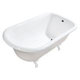 Aqua Eden 54-Inch Cast Iron Classic Flat-Rim Roll Top Clawfoot Tub (No Faucet Drillings)