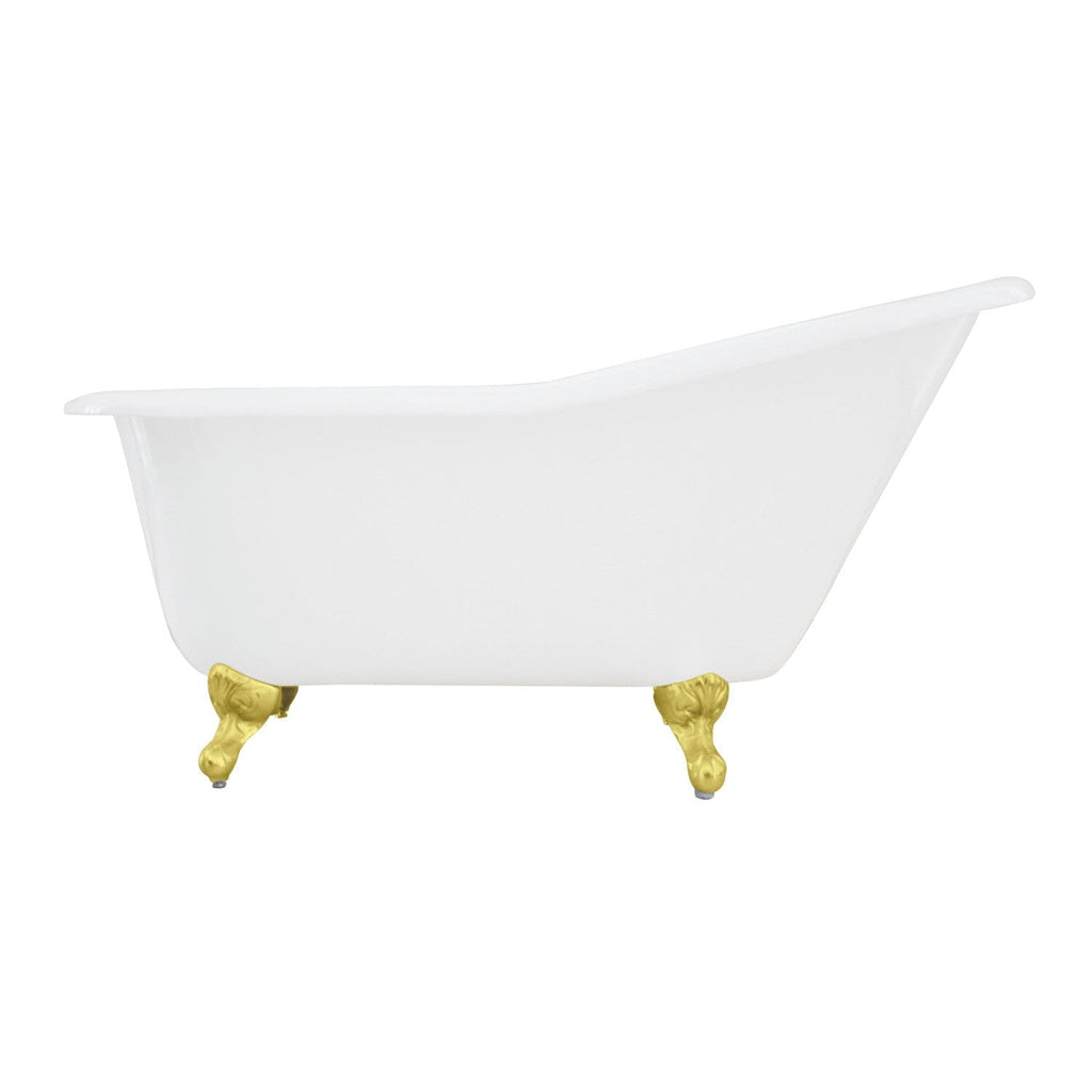 Aqua Eden 60-Inch Cast Iron Oval Single Slipper Clawfoot Tub (No Faucet Drillings)