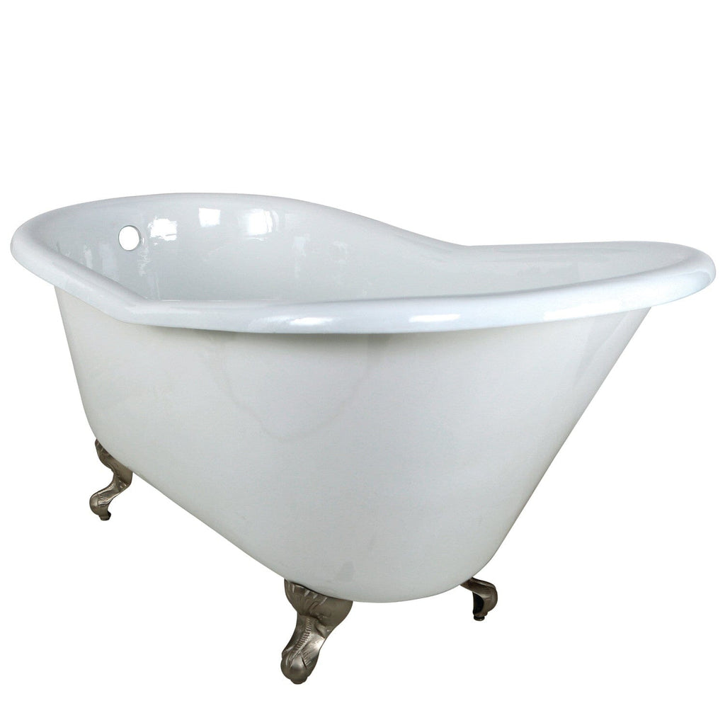 Aqua Eden 60-Inch Cast Iron Oval Single Slipper Clawfoot Tub (No Faucet Drillings)