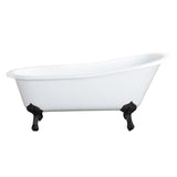 Aqua Eden 67-Inch Cast Iron Oval Single Slipper Clawfoot Tub (No Faucet Drillings)