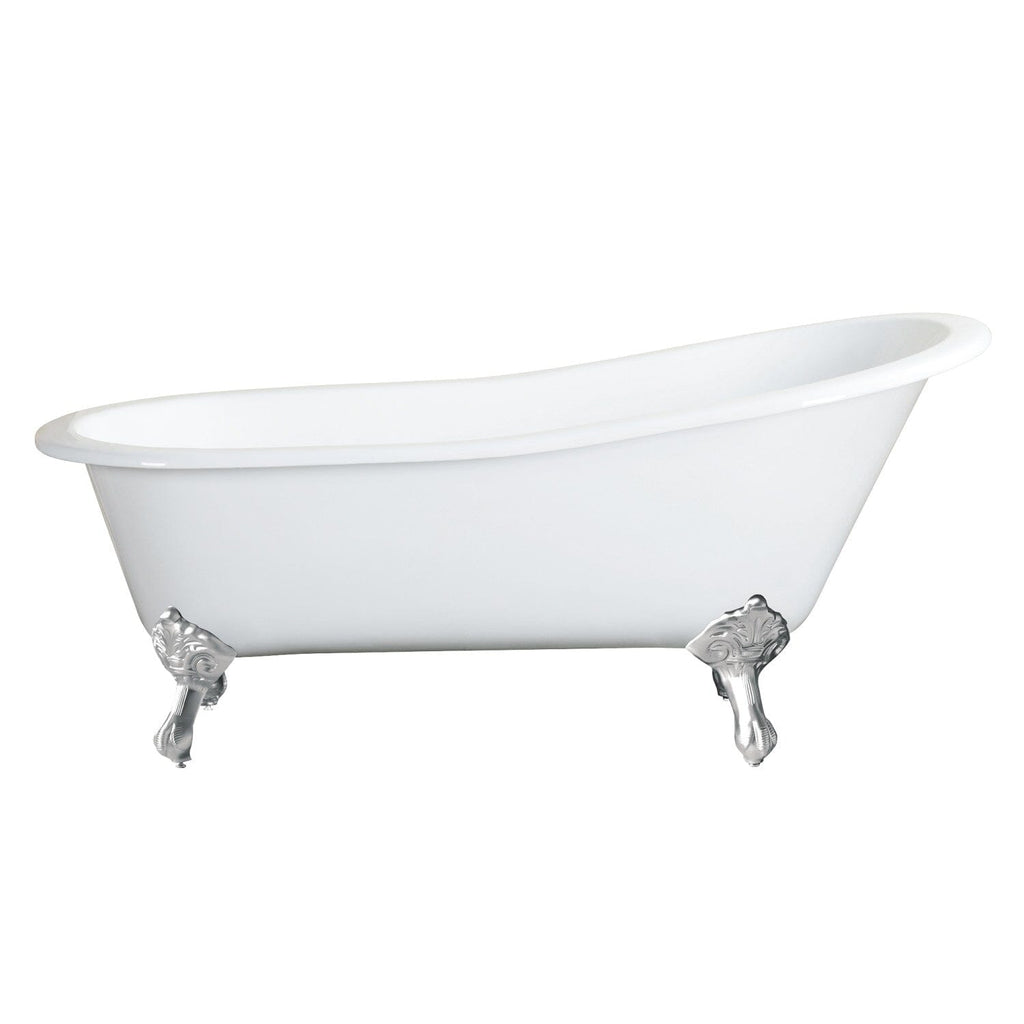 Aqua Eden 67-Inch Cast Iron Oval Single Slipper Clawfoot Tub (No Faucet Drillings)
