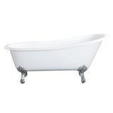 Aqua Eden 67-Inch Cast Iron Oval Single Slipper Clawfoot Tub (No Faucet Drillings)