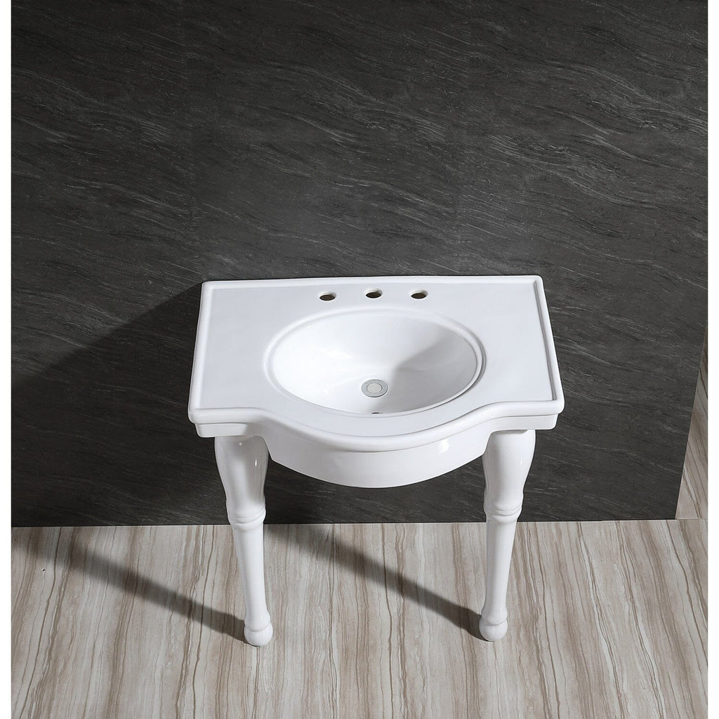 Templeton 31-Inch Ceramic Console Sink and Legs (8-Inch, 3-Hole)