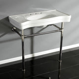 Imperial 36-Inch Ceramic Console Sink with Stainless Steel Legs (8-Inch, 3-Hole)