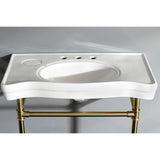 Imperial 36-Inch Ceramic Console Sink with Stainless Steel Legs (8-Inch, 3-Hole)
