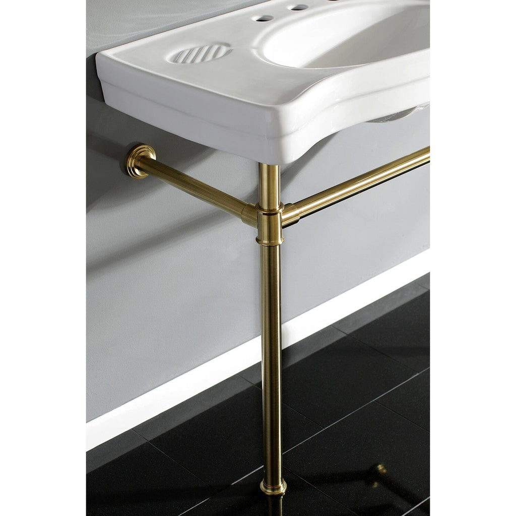 Imperial 36-Inch Ceramic Console Sink with Stainless Steel Legs (8-Inch, 3-Hole)