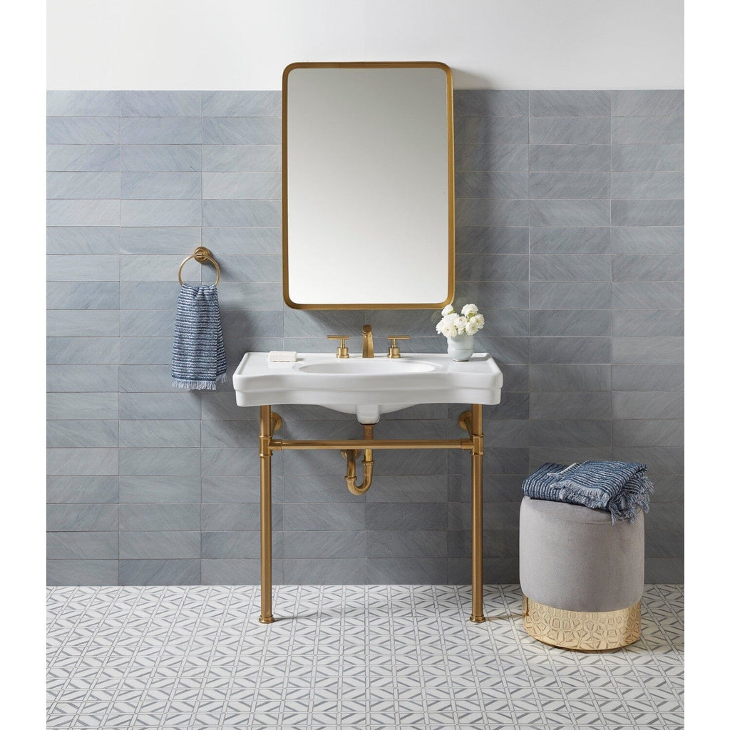 Imperial 36-Inch Ceramic Console Sink with Stainless Steel Legs (8-Inch, 3-Hole)