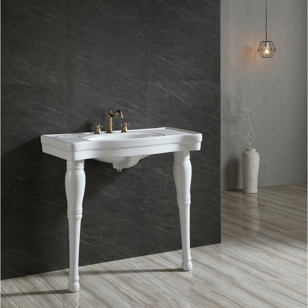 Imperial 36-Inch Ceramic Console Sink and Legs (8-Inch, 3-Hole)