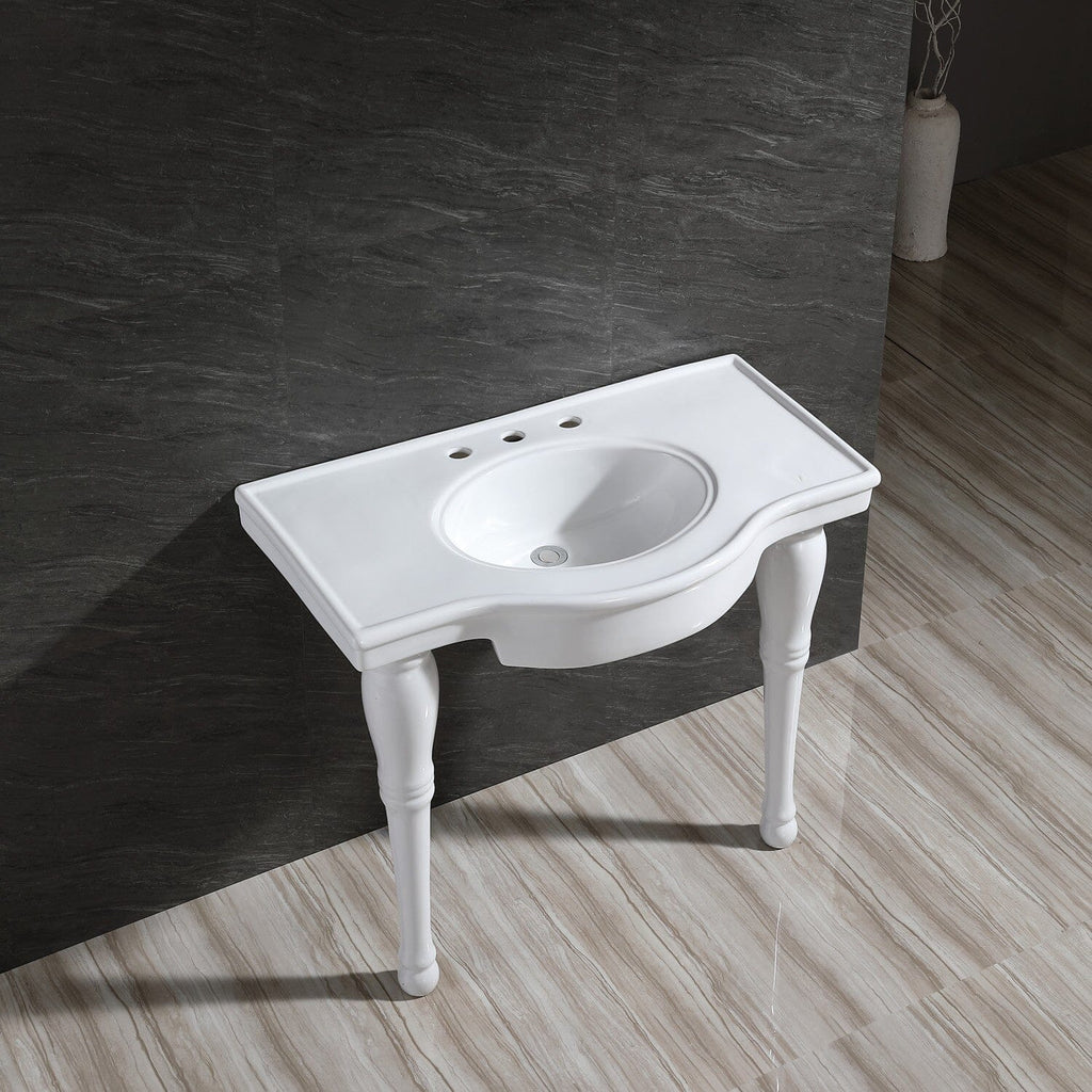 Templeton 37-Inch Ceramic Console Sink with Legs (8-Inch, 3-Hole)