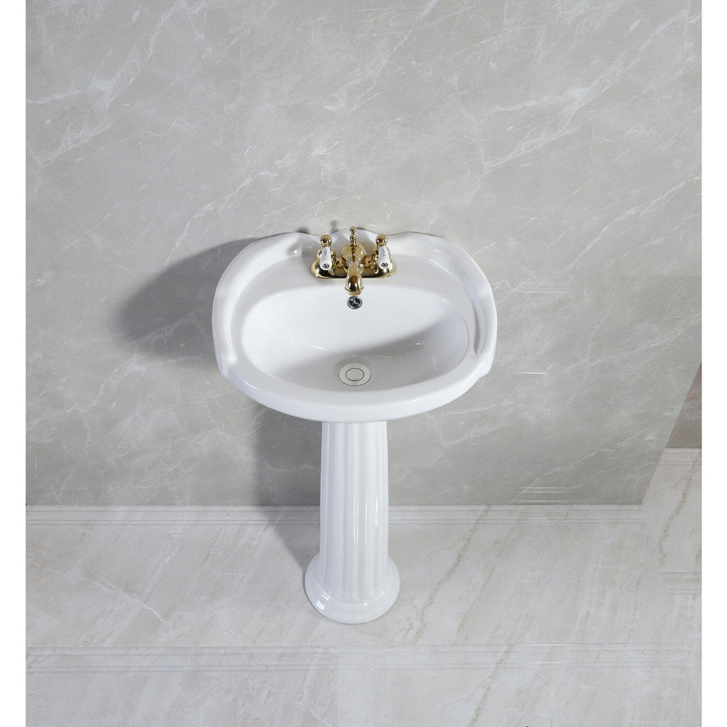 Stuart 20-Inch Ceramic Pedestal Sink (4-Inch, 3 Hole)