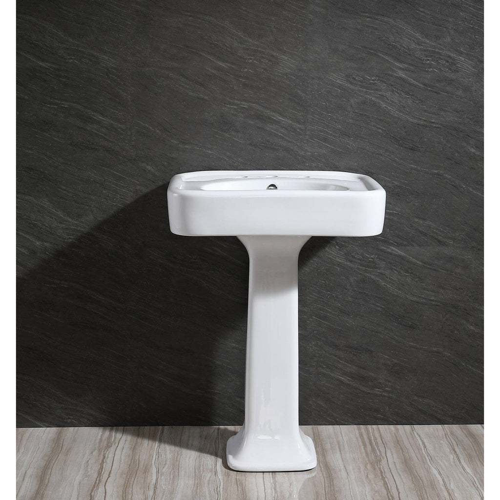 Robert 26-Inch Ceramic Pedestal Sink (8-Inch, 3-Hole)