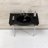 Bristol 36-Inch Ceramic Console Sink with Stainless Steel Legs (8-Inch, 3-Hole)