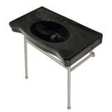Bristol 36-Inch Ceramic Console Sink with Stainless Steel Legs (8-Inch, 3-Hole)