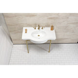 Manchester 37-Inch Ceramic Console Sink with Stainless Steel Legs (8-Inch, 3-Hole)