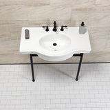 Manchester 37-Inch Ceramic Console Sink with Stainless Steel Legs (8-Inch, 3-Hole)