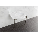 Manchester 37-Inch Ceramic Console Sink with Stainless Steel Legs (8-Inch, 3-Hole)