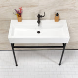 New Haven 39-Inch Porcelain Console Sink with Stainless Steel Legs (1-Hole)
