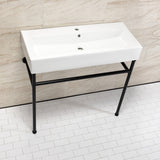 New Haven 39-Inch Porcelain Console Sink with Stainless Steel Legs (1-Hole)