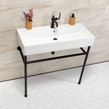 New Haven 39-Inch Porcelain Console Sink with Stainless Steel Legs (1-Hole)