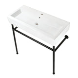 New Haven 39-Inch Porcelain Console Sink with Stainless Steel Legs (1-Hole)