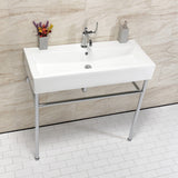 New Haven 39-Inch Porcelain Console Sink with Stainless Steel Legs (1-Hole)